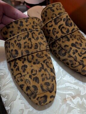 Free People -Leopard Print Suede Slip-On Mules